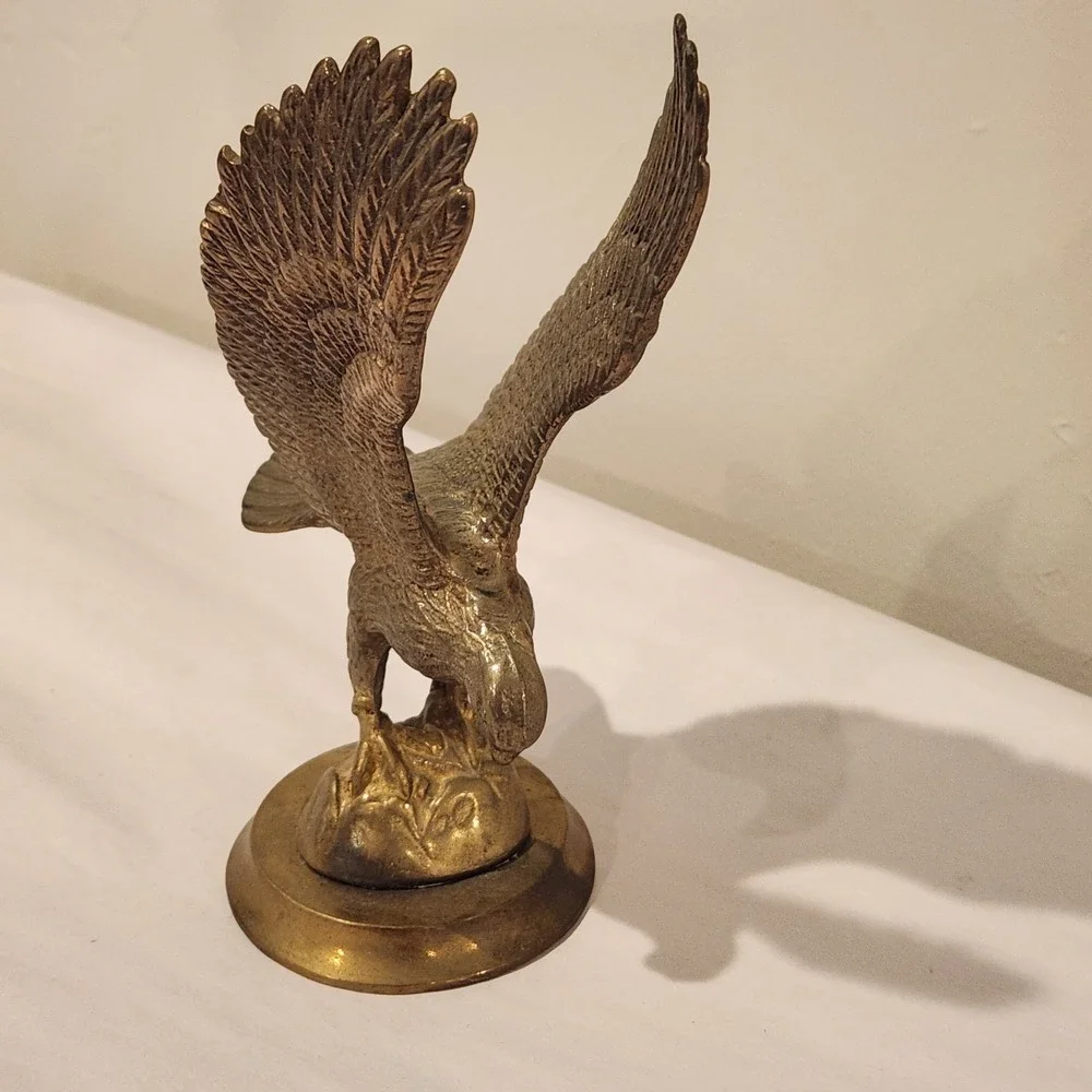 Vintage Brass American Eagle Patriotic Statue Paperweight Sculpture